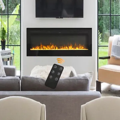 40/50/60/70/72/80/100 In LED Fireplace Media Wall Fire Insert/ Wall Mount/ Stand • £189.95