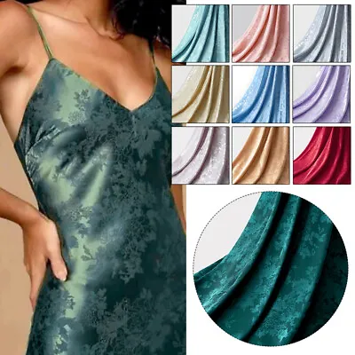 Floral Jacquard Satin Brocade Fabric For Sewing Dress Chinese Cheongsam Fabric • £12.47