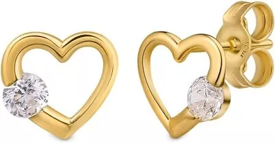 Italian 9ct Gold Small Stud Earrings For Women - Gold Heart Earrings • £49.99