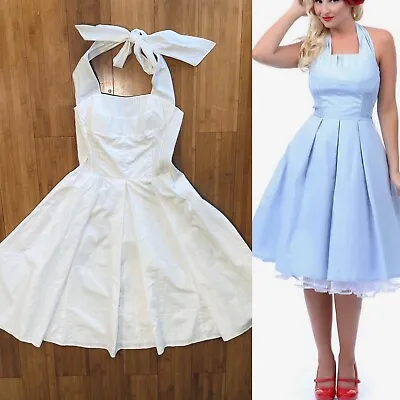 Unique Vintage Dress Smocked Front VLV Swing Rockabilly Marilyn Monroe Pinup M • $65
