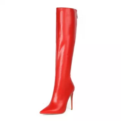Women Pointy Toe Knee High Thigh Boots Back Zip Stilettos High Heels Shoes Party • $63.95