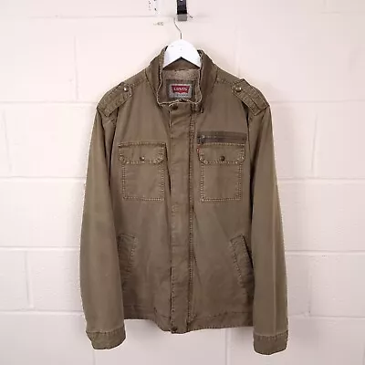 Levi's Jacket Mens XL Sherpa Military Chore Utility Coat Lined Cotton Canvas • £39.90