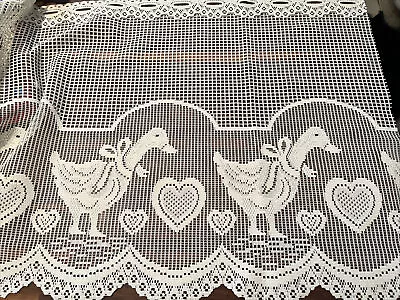 Heritage Country 1980’s Goose Macrame Ring Curtain Lace Ecru USA 24” X 9.5 Yds • $50