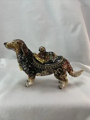 $5.99 • Buy Adorable Sheltie/Collie/Retriever Dog With Puppy Bejeweled Bedazzled Trinket Box