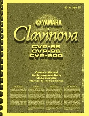 Yamaha Clavinova CVP-96 CVP-98 CVP-600 Digital Piano OWNER'S MANUAL • $33.88