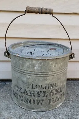 RARE Antique Vintage Floating Maryland Minnow Pail Old Metal Bait Bucket Fishing • $247.97