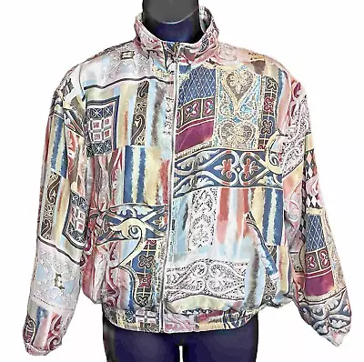 Vintage East West Silk Bomber Windbreaker Jacket 80's Women's Size Medium • $25