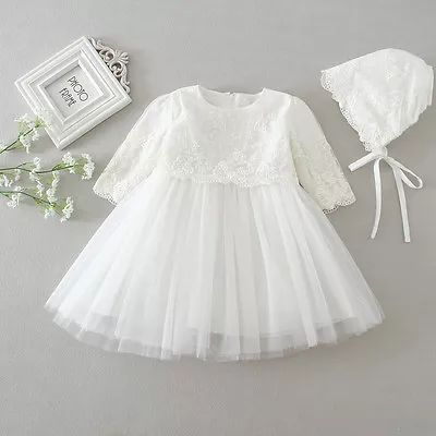 £18.99 • Buy Ivory Baptism Dress Floral Lace Embroidery Dress New Born Baby Christening Gown