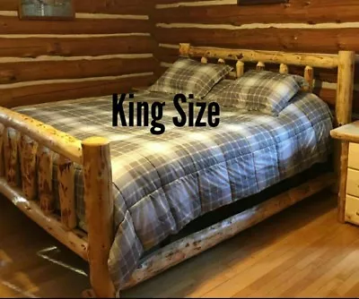   Log Bed! Beautiful And Sturdy! Half Log Side Rails With Mattress Beams! Rustic • $684