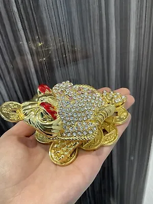 $0.99 • Buy Feng Shui Gold Bejeweled Cloisonne Money Frog Trinket Box