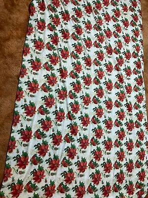 $9.99 • Buy Vintage Christmas Tablecloth White Red/Green Poinsettia Pattern 58 X 103
