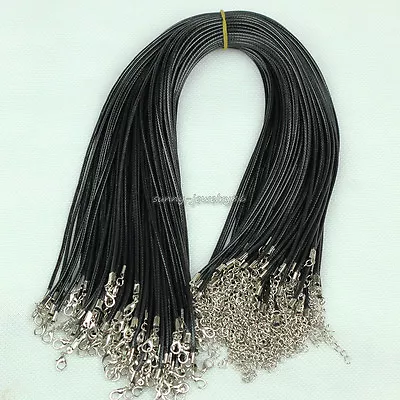 10/20/50pcs Black Waxed Cotton Necklace Cords 1.5mm/2mm 18  For Pendant Necklace • $13.99