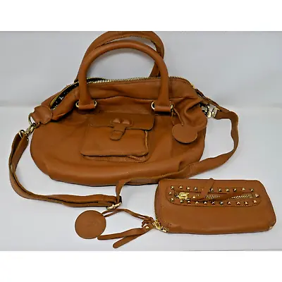 Linea Pelle Brown Leather Hobo Satchel Shoulder Purse With Wallet • $59.99