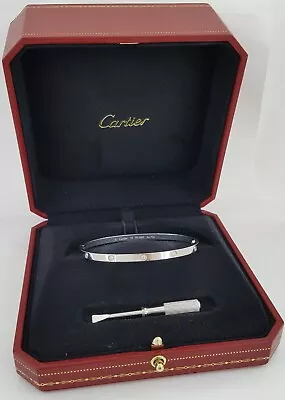 Cartier LOVE 18K White Gold 10 Diamonds Small Bracelet SZ 18 Box & Papers $10.2K • $7295