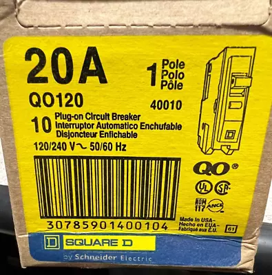 NEW Square D QO120 Box Of 10 Pole 20-Amp 120/240V Plug-In Circuit Breaker • $99.99