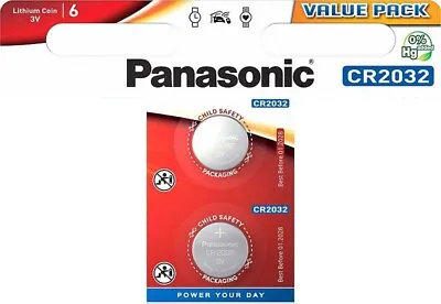2 X PANASONIC® CR2032 3V Lithium Coin Cell Button Batteries DL2032 BR2032 • £2.59