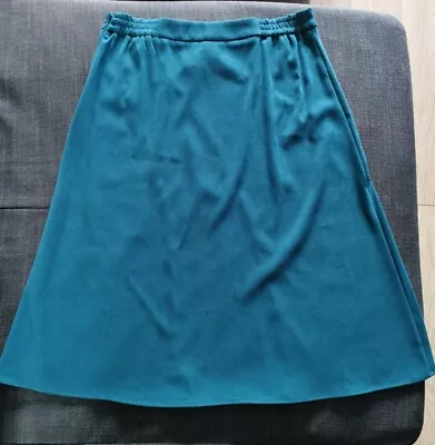 Teal Blue Velvet Skirt Fabric Soft A-line Classic Ladies Skirt Damart UK 18  • £7.50