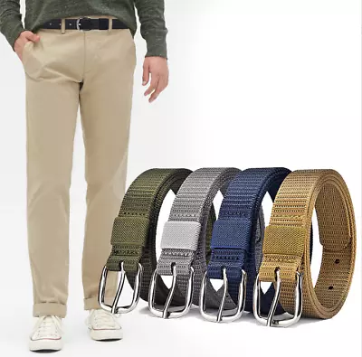 Men Belt Military Canvas Nylon Belts Tactical Outdoor Belt With Metal Buckle NEW • $8.50