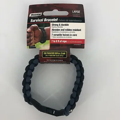 LARGE Survival Bracelet Military Grade Nylon Paracord 7’ Rope Black/Blue Hiking • $5.97