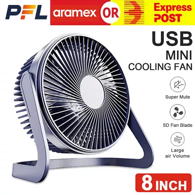 Portable Desk Fan Mini Usb 360° Rotation Quiet Cooler Small Table Cooling 8 Inch • $19.80