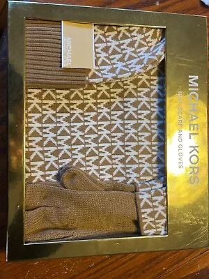 Michael Kors Knit Logo Hat Scarf And Gloves Set. Brand New In Box .   • $32.95