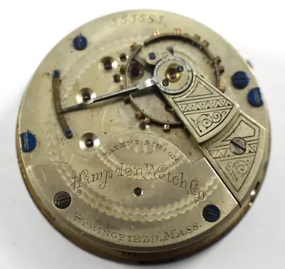 Vintage Hampden Grade 57 18s 11J OF Pocket Watch Movement Lot.ez2 • $29.99