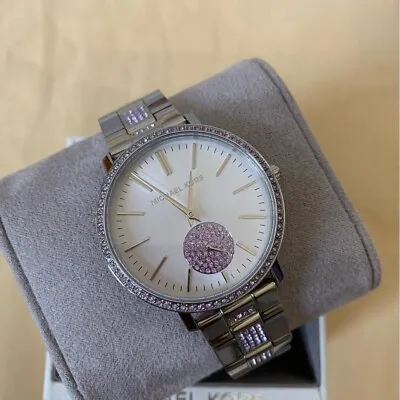 (ON SALE) New Michael Kors Jaryn Silver/Lavender Mk3855 Watch $350 • $108