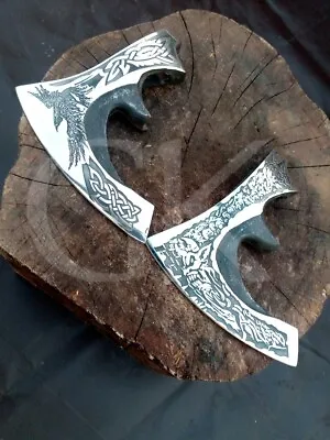 Medieval Huntsman Custom Hand Made High Carbon Steel Tomahawk Viking Axe 2 Head • $60.04