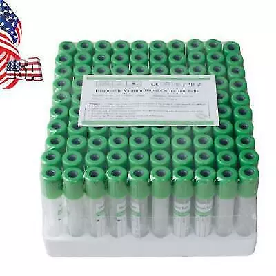 Heparin Sodium Vacuum Blood Collection Tubes - 100pcs - Sterile USA • $24.99