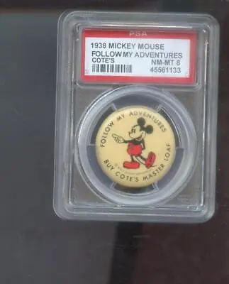 1938 Mickey Mouse Follow My Adventures Cote's Pin Button PSA Graded Walt Disney • $149.96