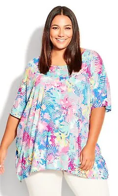 $20 • Buy Avenue By City Chic Womens Plus Size Lillian Top Elbow Sleeves - Watercolour