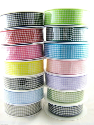 £3.99 • Buy Gingham Ribbon - Choice Of 14 Lovely Colours & 3 Sizes - 5mm, 10mm & 25mm
