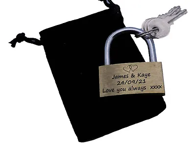 Love 40mm Lock Personalised Engraved Padlock Valentines Love Gift Wedding • £5.99