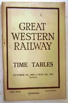 £20 • Buy 1946 G.W.R.. Railway Timetable, Original, WINTER Great Western Railway