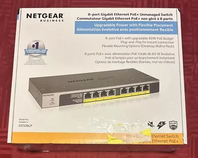 NETGEAR Gs108lp 8-port Gigabit Ethernet Poe Unmanaged Switch • $70