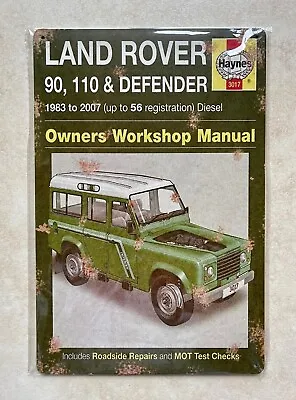 LAND ROVER 90 110 & DEFENDER MANUAL METAL SIGN MAN CAVE GARAGE WORKSHOP 20x30cm • £5.99