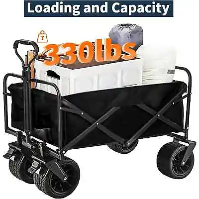 Heavy Duty Utility Collapsible Wagon With All-Terrain 4In×7In WheelsLoad 330 Lb • $69.90