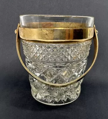 Whimsey Wexford Anchor Hocking Sugar Cube Ice Bucket Brass Gold Vintage • $7.99