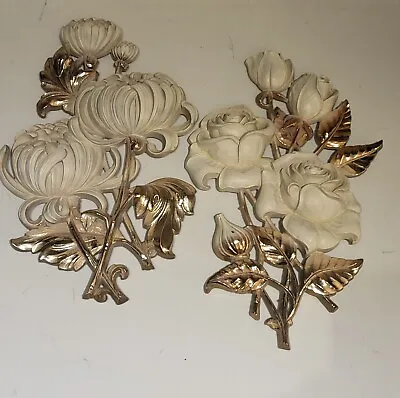 Vintage Hollywood Regency Syroco Magnolia/Roses 70s Plastic Wall Hangings Lucite • $75