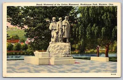 Marietta OH - Muskingum Park - March Westward Of Nation Monument - Curt Teich • $4.64