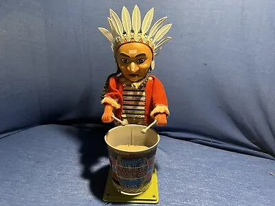 Battery Op Drums Native American Indian Tin Toy 1950's Nomura Japan • $29.99