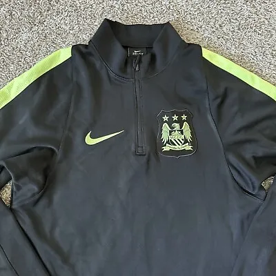 Nike Manchester City 1/4 Zip Pullover Mens Small Training Jacket Black Dri Fit  • $19.20