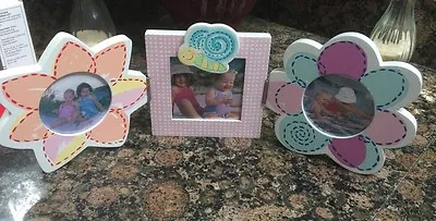 SET Of 3 Pink Girls Flower Purple Picture Frames - Shabby Chic Babies R Us Kids  • $14.99