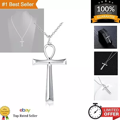 Mens S925 Sterling Silver Large Cross Christian Faith Pendant Necklace 24 Inc... • $36.33
