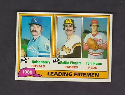1981 Topps Baseball #8 1980 Leading Firemen NMMT Fingers/Quisenberry Vintage • $1.25