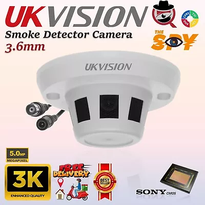 Covert Sony Sensor 3K 5MP SPY Hidden Camera Smoke Detector Style Security CCTV • £41.95