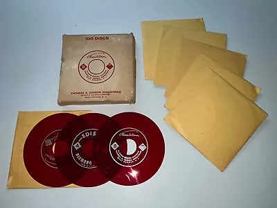 53 Vintage Thomas Edison Voicewriter Blank Ruby Red Translucent Diamond Discs  • $97.49