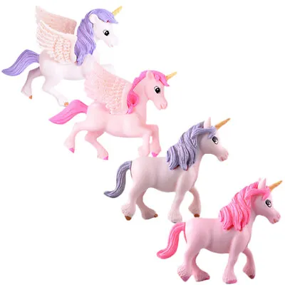 4 Pcs Unicorn Cake Topper Resin Mini Flying Fairy Toys For Girls Mini • £6.04