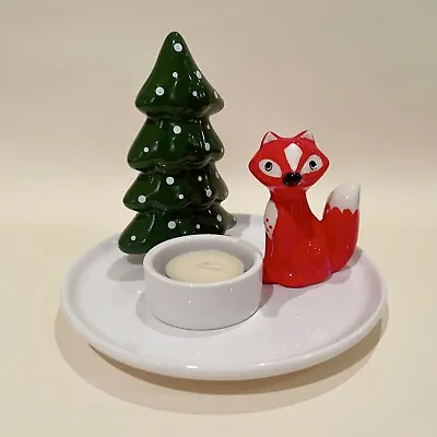 Ikea Fox And Pine Tree Ceramic Tea Light Holder Plate Discontinued 2021 Exc Con • $48