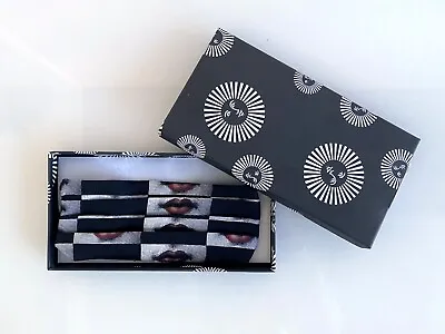 NEW! NIB! FORNASETTI 100% Silk Mascherina Kiss Face Mask Black White Red Italy • $80.75